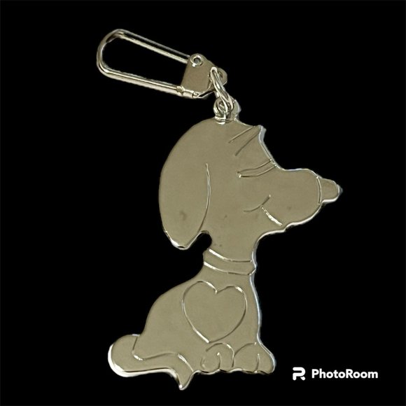 Vintage Snoopy Dog Keychain Keyring Zipper Pull Purse Charm Silver Tone Peanuts - Picture 2 of 8